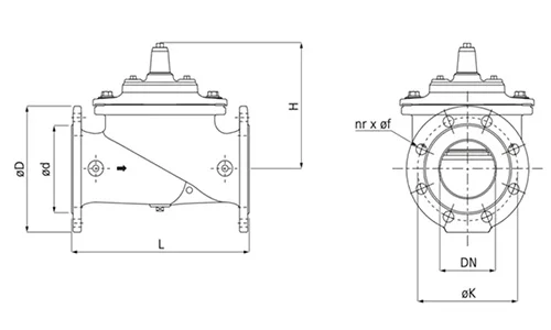 X Remote Control Float Valve drawing