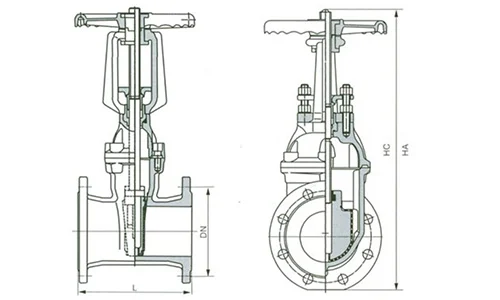 ZX(RRHX) Bright Stem Soft Seal Gate Valve drawing
