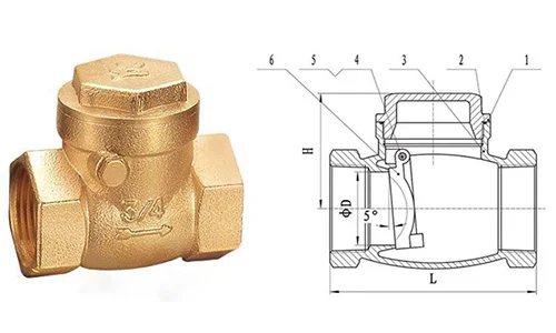 HW T Threaded check valve drawing