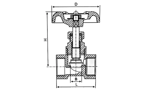 JW T Threaded globe valve drawing