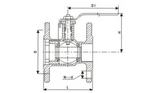 QF T Guang style ball valve drawing