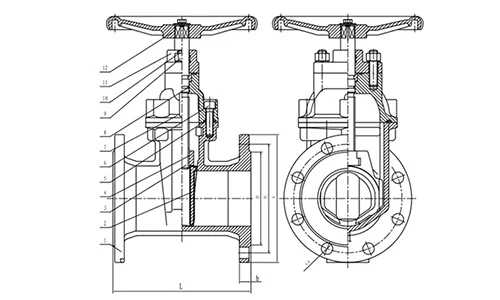 ZX(RVHX) Concealed Rod Soft Seal Gate Valve drawing